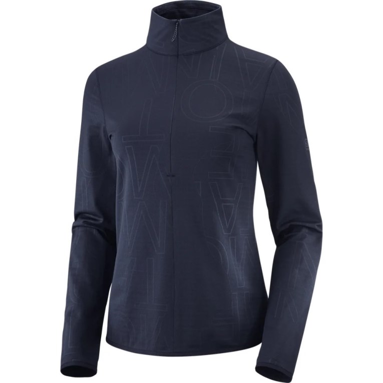 Navy Salomon Essential Lightwarm Half Zip Women's Jackets | PH 10286O